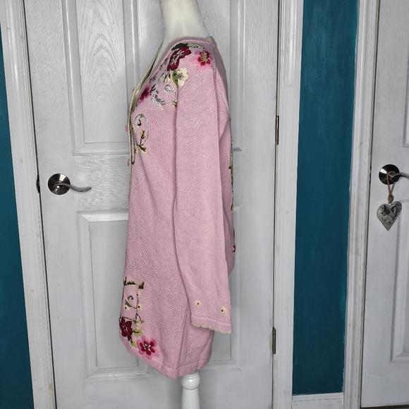 Storybook Knits Pink Floral Embroidered Cardigan - Picture 11 of 16